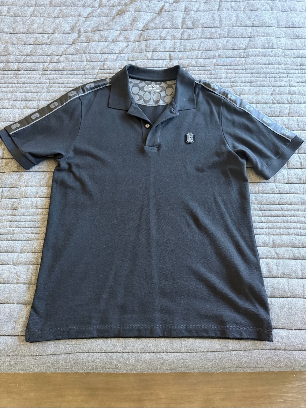 Coach Black Polo with Signature Tape Shoulders